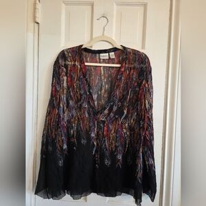 Chico's Feather Print Blouse